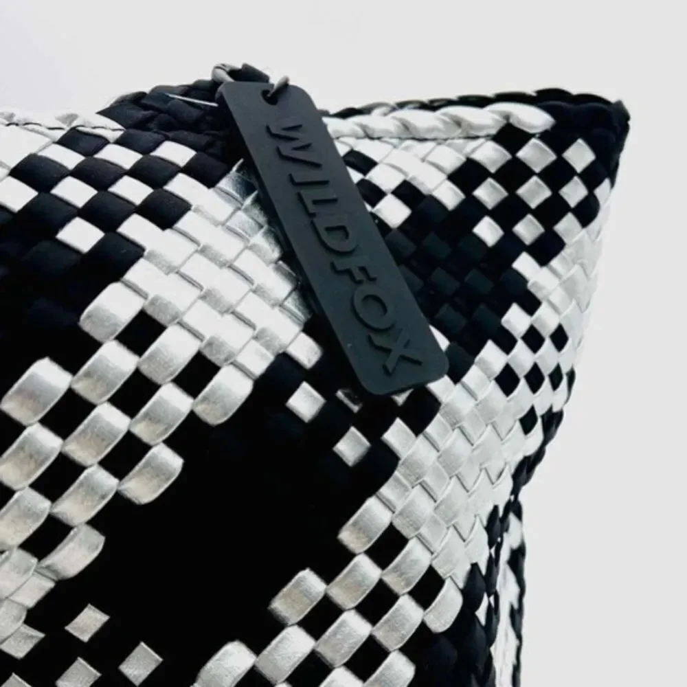 Wildfox Large Black Silver Woven Tote Bag